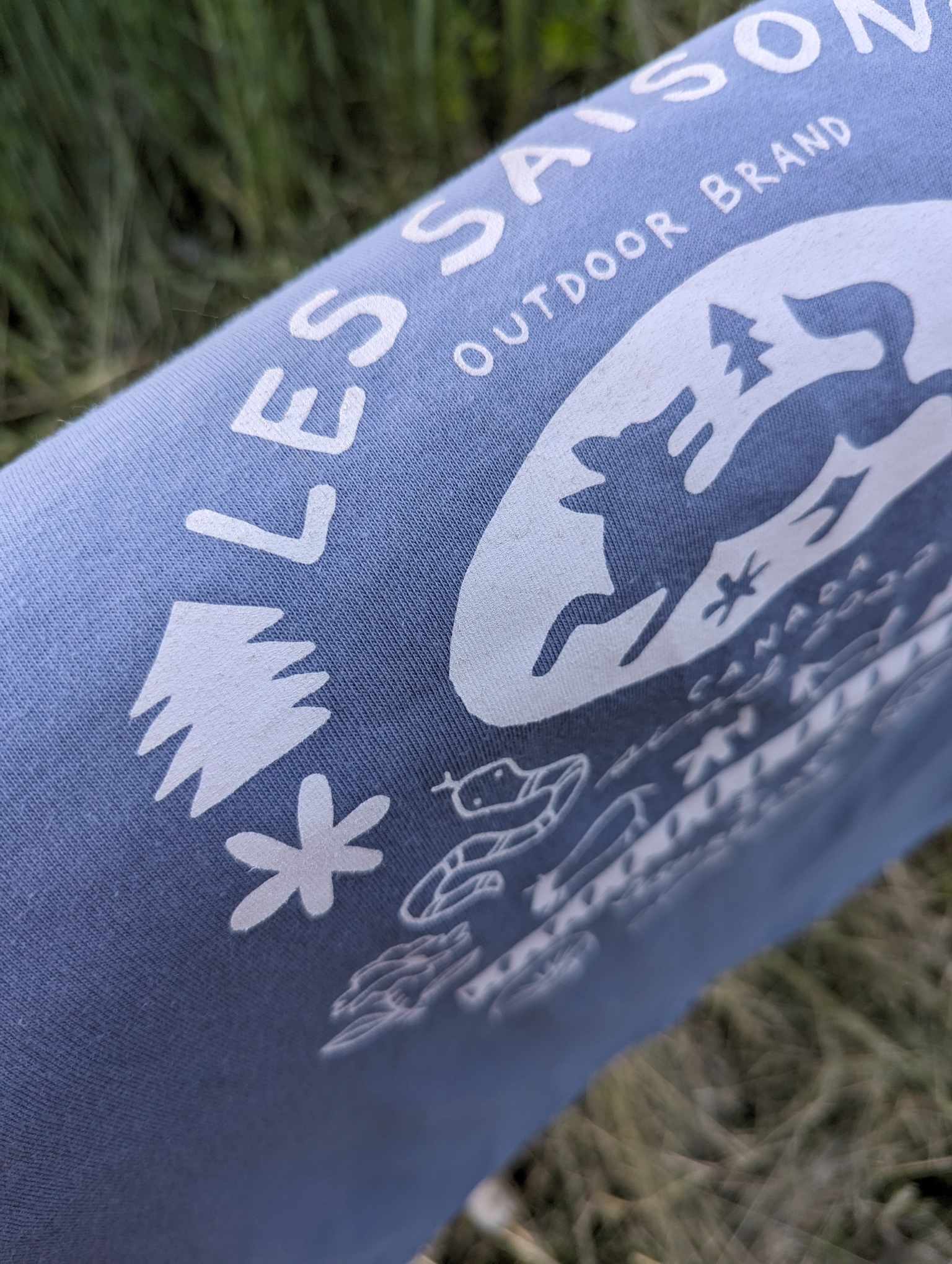 Long-sleeve, Charles Turcotte, light blue, unique designs, nature, outdoor, warm, comfortable, polyester, cotton Unisex sizes, Designed, made and printed in Canada, Les Saisons