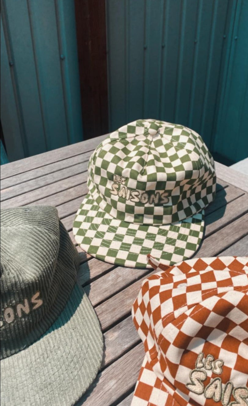 Kids Cap, checkered pattern, retro look, vintage, Imported from the US, adjustable, Green, Black, Soft, Cotton, lifestyle, outdoor, active