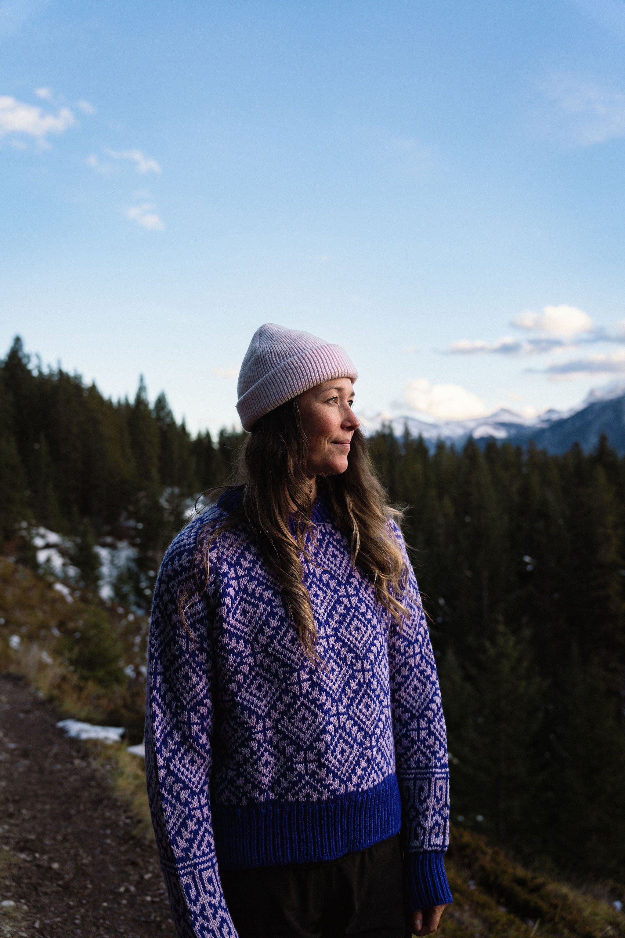 Purple merino wool sweater, made in Nepal, ethically made, designed in quebec