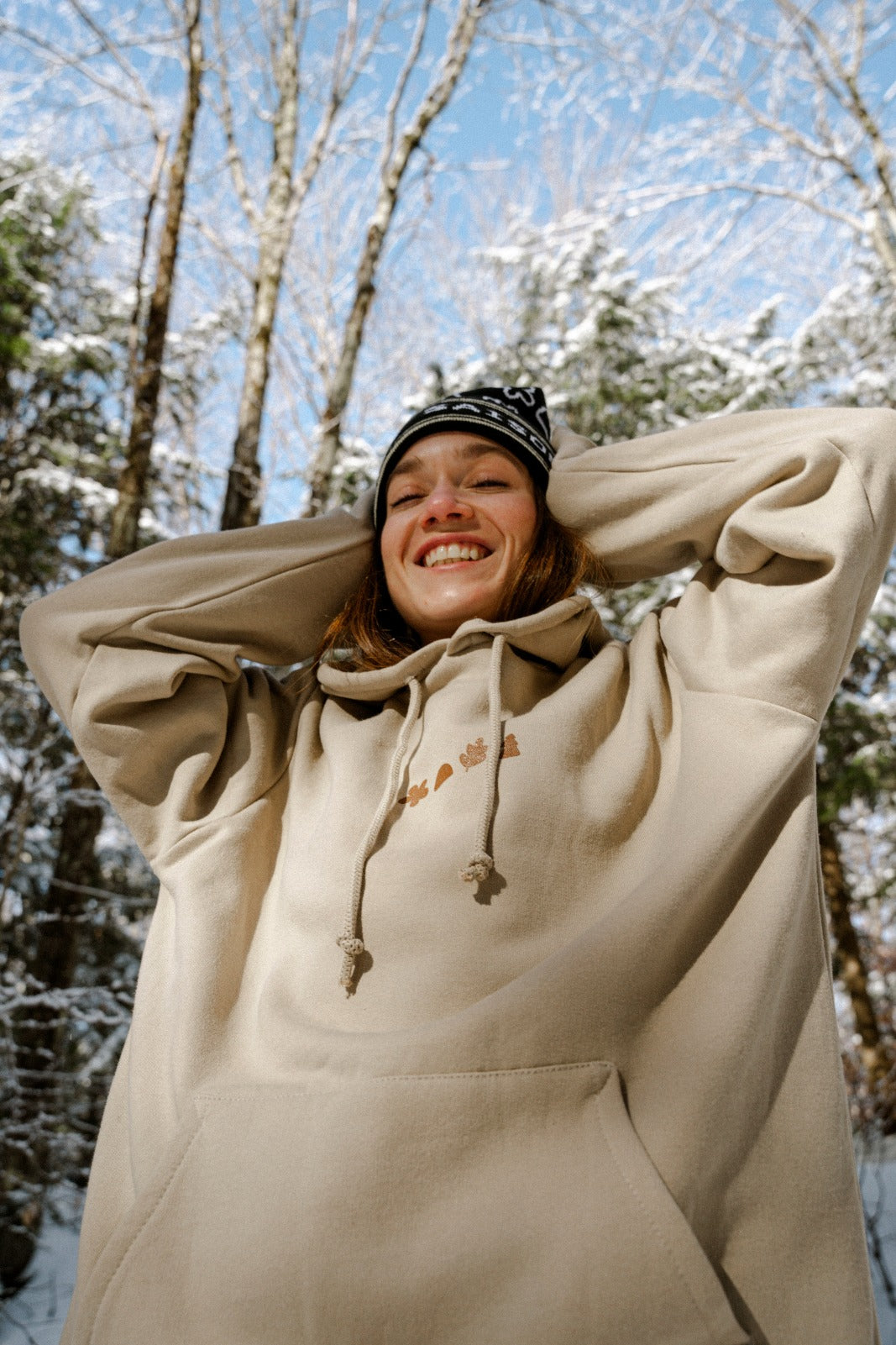 Hoodie, Beige, Textured design, warm, soft, comfortable, durable, winter, outdoors, hiking, camping, Polyester, Cotton, Unisex, Made in Canada, Les Saisons,&nbsp;