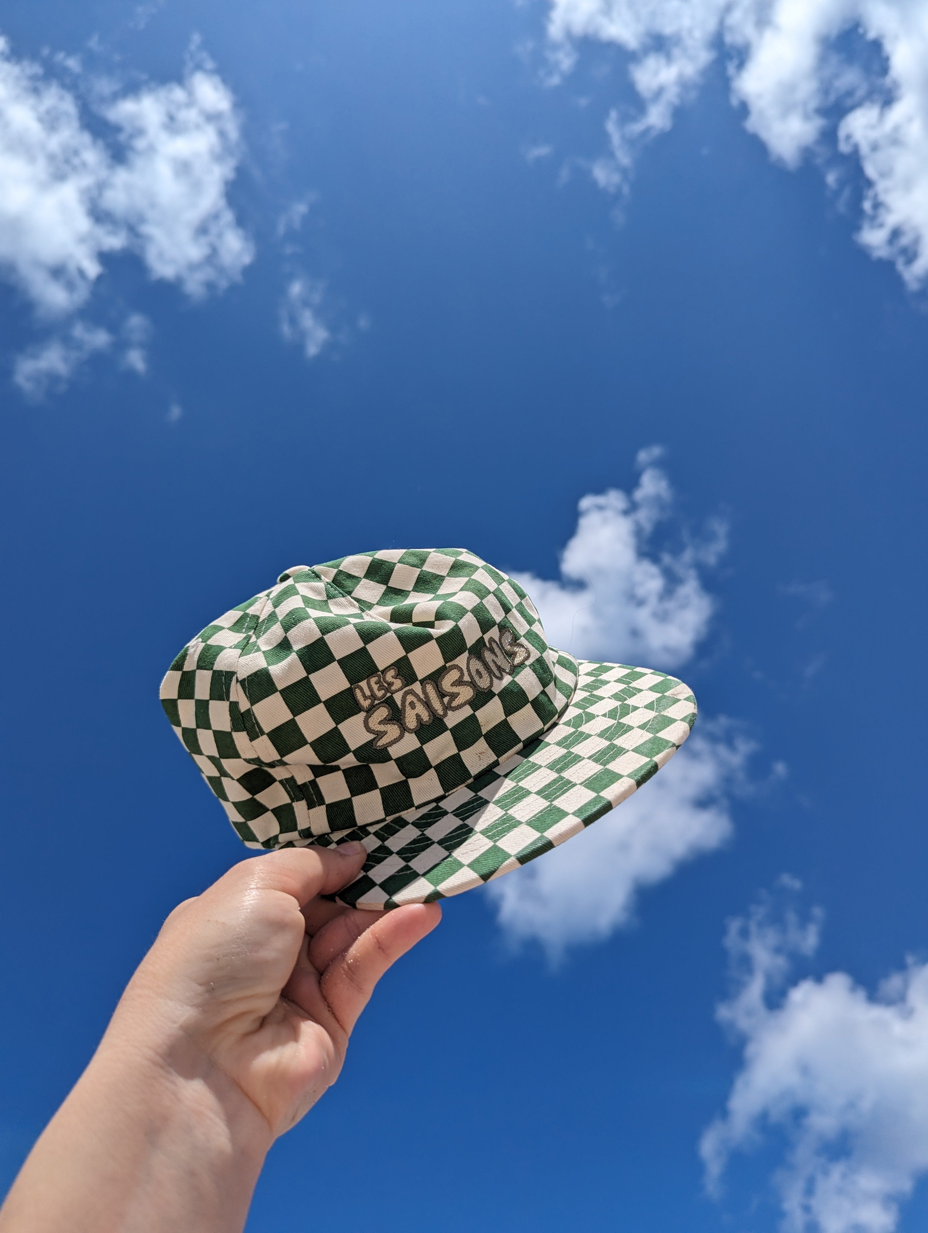 Retro Cap Hat, cotton, design in québec, green and white, made in USA, Adjustable fit