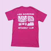 T-shirt, Pink colour, vibrant and soft fabric, polyester, cotton, puffy print, unisex, outdoors, warm, designed and printed in Canada, Les Saisons, hiking, biking, comfortable