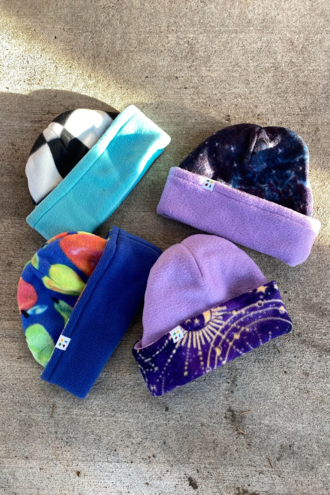 reversible fleece beanie colorful 