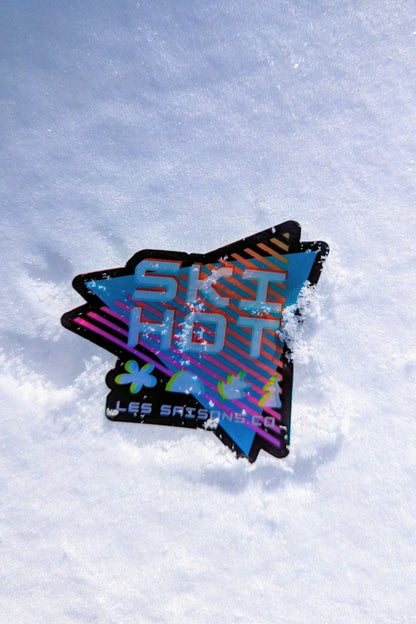 Holographic Stickers, cool design, water bottle stickers, computer stickers, Les Saisons, Colourful, Ski Hot, Retro
